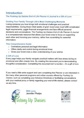Pushing Up Daisies End of Life Planner & Journal (fillable PDF)